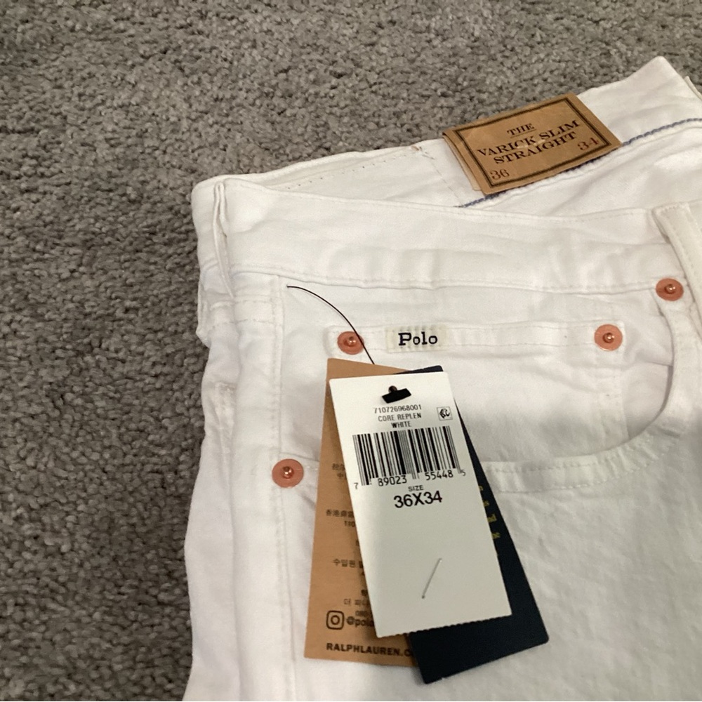 NEW POLO Ralph Lauren Men's Straight Leg Polo White Jeans 36X 34